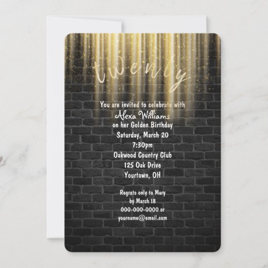 ゴールデン誕生日のサンビームがレンガに 招待状 (正面)