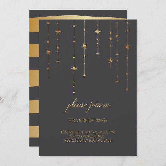 ゴールデン誕生日または大晦日パーティの招待状 招待状 (正面/裏面)