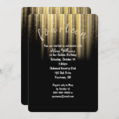 ゴールデン誕生日サンビームとグリッター 招待状 (正面/裏面)