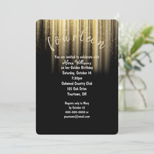 ゴールデン誕生日サンビームとグリッター 招待状 (スタンド正面)