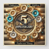 ゴールデン調和:5周年記念フローラ スクエア壁時計 (正面)