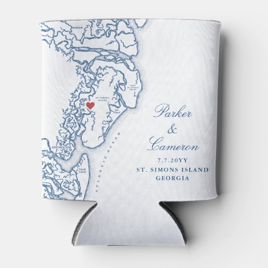 ゴールデン諸島のジョージア地図結婚式の引き出物ドリンク 缶クーラー (正面)