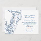 ゴールデン諸島グルジアエレガントマップNavy Blue 結婚's 招待状 (正面)