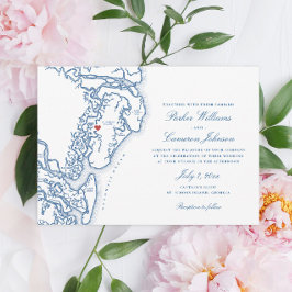 ゴールデン諸島グルジアエレガントマップNavy Blue 結婚's 招待状