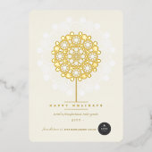 ゴールデン豊かな開花モダンエレガント事業 箔シーズンカード (正面)