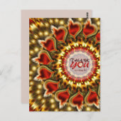 ゴールデン赤いハートサンキューハガキ ポストカード (正面/裏面)