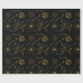 ゴールデン赤面とブラッククリスマスラッピング紙 ラッピングペーパー (フラット)