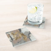 ゴールデン赤面 ガラスコースター (アングル)