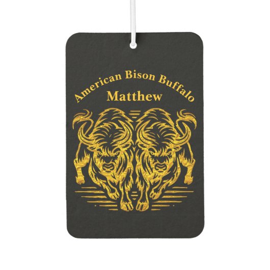 ゴールデン走バイソンの夕日の平野を横切る カーエアーフレッシュナー (正面)