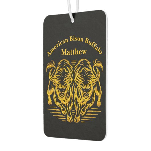 ゴールデン走バイソンの夕日の平野を横切る カーエアーフレッシュナー (左)