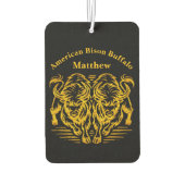 ゴールデン走バイソンの夕日の平野を横切る カーエアーフレッシュナー (裏面)