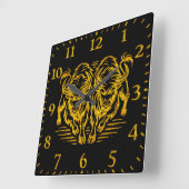 ゴールデン走バイソンの夕日の平野を横切る スクエア壁時計 (傾斜)