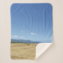 ゴールデン転がオブヘイと深いブルーシーデザイン シェルパブランケット