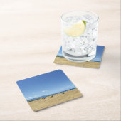 ゴールデン転がオブヘイと深いブルーシーデザイン スクエアペーパーコースター (インサイチュ)