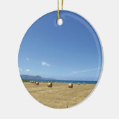 ゴールデン転がオブヘイと深いブルーシーデザイン セラミックオーナメント (左)