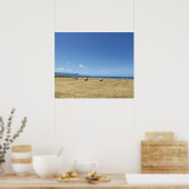 ゴールデン転がオブヘイと深いブルーシーデザイン ポスター (キッチン)