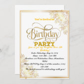 ゴールデン輝く誕生祝い! 招待状 (正面/裏面)