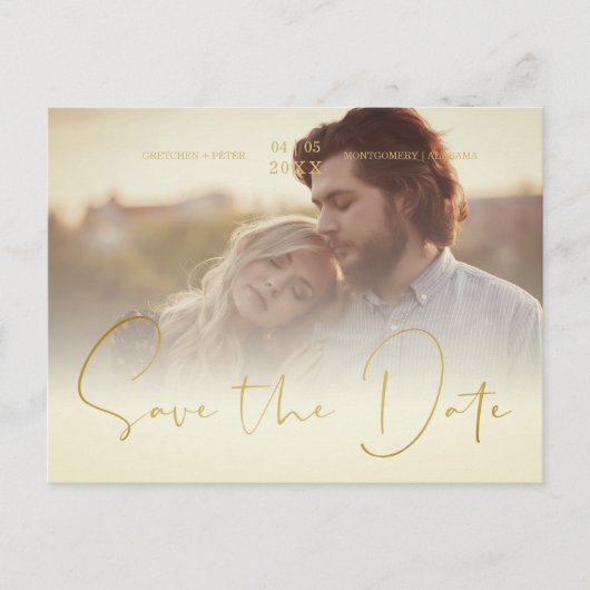 ゴールデン透明効果エレガントフォト結婚ズ ポストカード (正面)