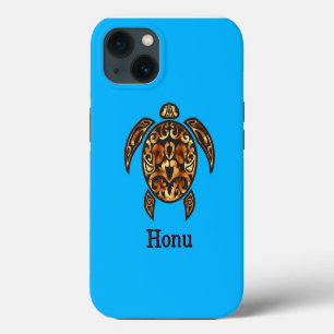 ゴールデン部族ハワイアンシータートルオン海ブルー iPhone 13ケース