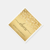 ゴールデン金ゴールドのパーソナライズされた誕生日パーティー スタンダードカクテルナプキン (角)