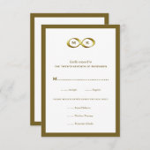 ゴールデン金ゴールドインフィニティハンドクラスプモノ結婚グラムズ 出欠カード (正面/裏面)