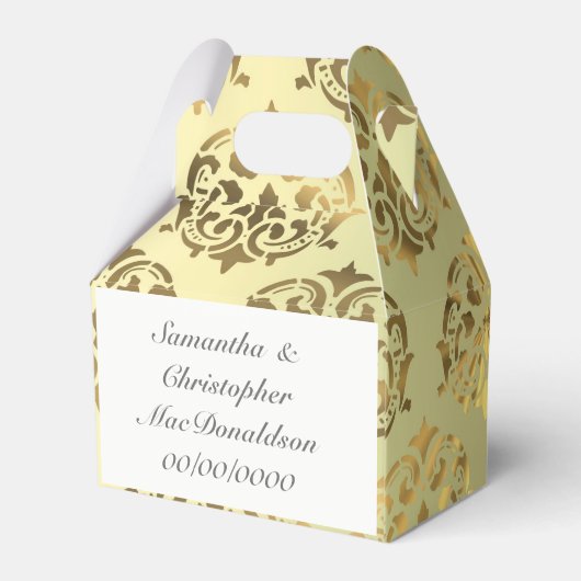 ゴールデン金ゴールドダマスクのパタ結婚ーン フェイバーボックス (裏面サイド)