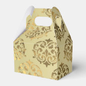 ゴールデン金ゴールドダマスクのパタ結婚ーン フェイバーボックス (正面サイド)