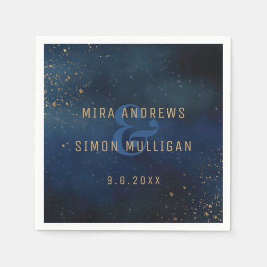 ゴールデン銀河系ウェディングシャワー スタンダードカクテルナプキン (正面)