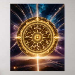 ゴールデン銀河系〔占星術の〕十二宮図マンダラ | 高級ポスター ポスター