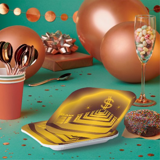 ゴールデン銀行回廊ド白熱［赤熱］光を放つルファイナンス ペーパープレート