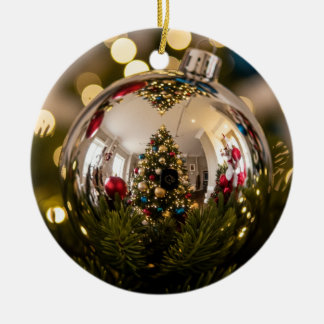 ゴールデン鏡クリスマスオーナメント セラミックオーナメント