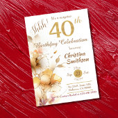ゴールデン開花フローラエレガントサプライズ40歳の誕生日 招待状