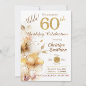 ゴールデン開花フローラエレガントサプライズ60th誕生日 招待状 (正面)