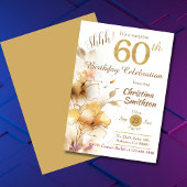 ゴールデン開花フローラエレガントサプライズ60th誕生日 招待状
