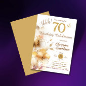 ゴールデン開花フローラエレガントサプライズ70誕生日 招待状