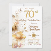 ゴールデン開花フローラエレガントサプライズ70誕生日 招待状 (正面)