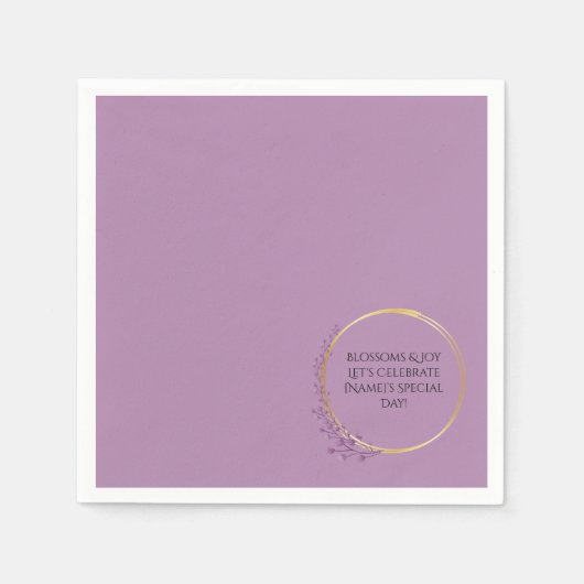 ゴールデン開花フローラエレガントバースデーパーティー スタンダードカクテルナプキン (正面)