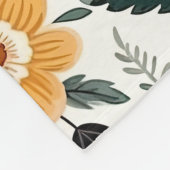 ゴールデン開花秋の花パターン フリースブランケット (角)