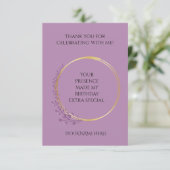 ゴールデン開花誕生日パーティー名前でカスタマイズ サンキューカード (スタンド正面)