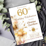 ゴールデン開花-エレガントフローラ60誕生日 招待状<br><div class="desc">絶妙な「ゴールデン開花60誕生日」招待状を紹介。まさに画期的なお祝いの本質を完璧に捉えた真の最高傑作!白を背景に、エレガンスと洗練された雰囲気を醸し出す。招待離れの側は金の花のカスケード素晴らしで飾られ、繊細な手で魅惑の視覚図解入りの、写真付きの光景を作成する。豪華なtouchを持つ各花びらのきらめくは、全体のしゃれているデザインに華やかさを追加する。招待の一番上の中央には、60という数字が中心ステージを取り、グリッターと輝く黄金の輝きを放つフォントで作られ、この重要な大事な行事の歓喜の精神を反映している。招待の右側は、イベントの不可欠な詳細に捧げられる。洗練されパーソナライズされたたフォントに刻まれたメッセージモダンは、優雅にイベントの詳細を案内する。日付、時刻、および会場の詳細はシームレスに表示され、大切なゲストがカレンダーをマークしてお祝いに参加できるようにします。マントルや掲示板に貼り付けたり、記念品として大切に保管したりしても、「ゴールデン開花60誕生日」招待状は単なる招待状ではなく、人生の節目の重要性を象徴する芸術作品だ。それは、あなたのスタイル、喜び、そして成人への旅の一形態である。ご来店ありがとう。カスタマイもしズに関して疑問がある場合は、ここにメッセージを表示するか、arteartz0588@gmail.comで私にメッセージを連絡送ってください。</div>
