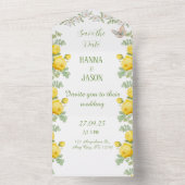 ゴールデン開花:ラジアントイエローローズ オールインワン招待状 (内側)