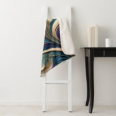 ゴールデン開花-深いパープル&ティール（緑がかった色）抽象芸術フローラ シェルパブランケット (インサイチュ)