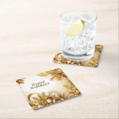 ゴールデン離れクリスマスホリデー紙コースター スクエアペーパーコースター (インサイチュ)