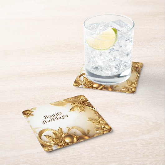 ゴールデン離れクリスマスホリデー紙コースター スクエアペーパーコースター (インサイチュ)