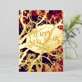 ゴールデン離れツリーと- happy new year 2024 箔招待状 (立ち正面)