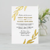 ゴールデン離れフォイル金ゴールド結婚リーフ 箔招待状 (立ち正面)