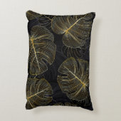 ゴールデン離れモンステラのフローラ、ロマンチックなシームレス。 アクセントクッション (裏面(縦))