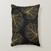 ゴールデン離れモンステラのフローラ、ロマンチックなシームレス。 アクセントクッション (正面(垂直))