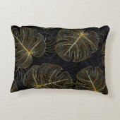 ゴールデン離れモンステラのフローラ、ロマンチックなシームレス。 アクセントクッション (裏面)