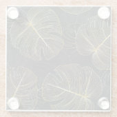 ゴールデン離れモンステラのフローラ、ロマンチックなシームレス。 ガラスコースター (裏面)